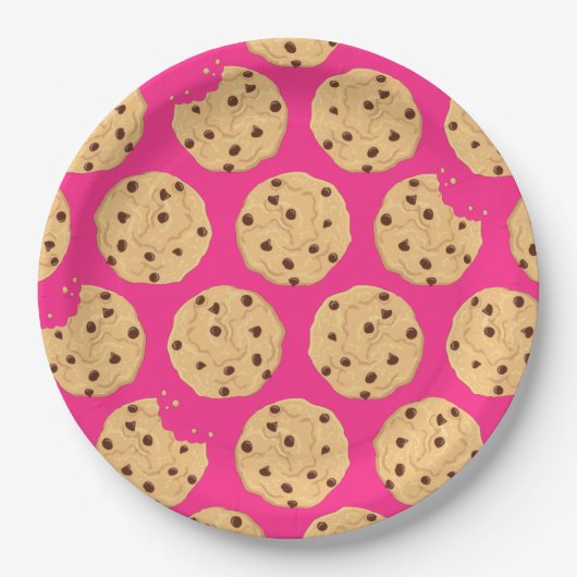 Chocolade Chip Cookie Kinder 1e verjaardag Pink Papieren Bordje (Voorkant)