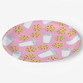 Chocolade Chip Cookie Kinder 1e verjaardag Pink Papieren Bordje (Gekanteld)