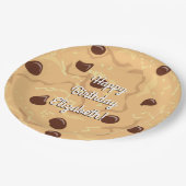 Chocolade Chip Cookie Kinder 1e verjaardag Pink Papieren Bordje (Gekanteld)