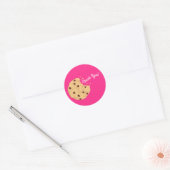 Chocolade Chip Cookie Kinder 1e verjaardag Pink Ronde Sticker (Envelop)