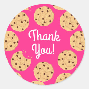 Chocolade Chip Cookie Kinder 1e verjaardag Pink Ronde Sticker