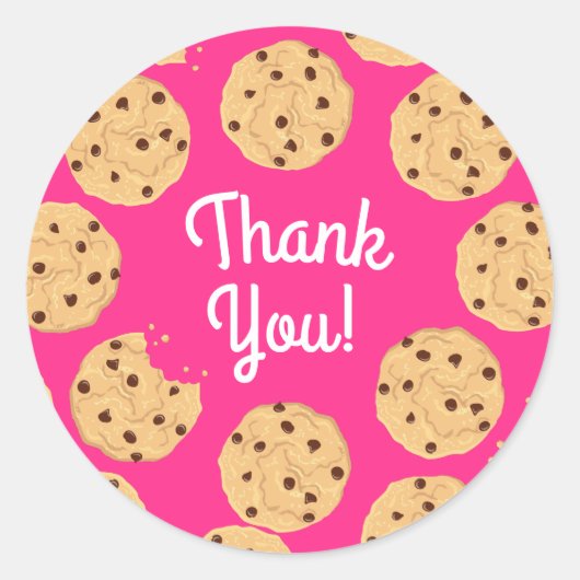 Chocolade Chip Cookie Kinder 1e verjaardag Pink Ronde Sticker (Voorkant)