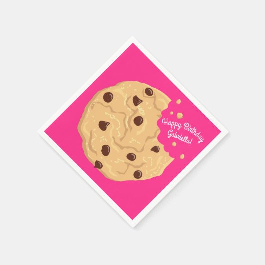 Chocolade Chip Cookie Kinder 1e verjaardag Pink Servet (Hoek)