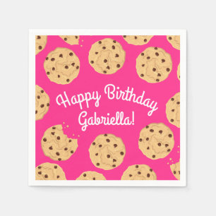 Chocolade Chip Cookie Kinder 1e verjaardag Pink Servet