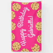 Chocolade Chip Cookie Kinder 1e verjaardag Pink Spandoek (Verticaal)