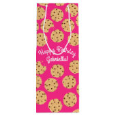Chocolade Chip Cookie Kinder 1e verjaardag Pink Wijn Cadeautas (Achterkant)