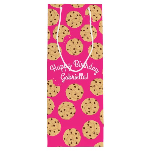 Chocolade Chip Cookie Kinder 1e verjaardag Pink Wijn Cadeautas (Achterkant)