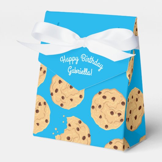 Chocolade Chip Cookie Kinder 1ste verjaardag Blauw Bedankdoosjes (Voorkant Zijde)