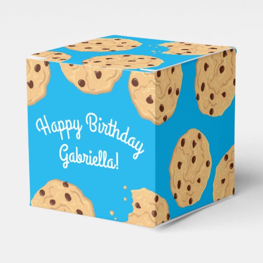 Chocolade Chip Cookie Kinder 1ste verjaardag Blauw Bedankdoosjes (Voorkant Zijde)