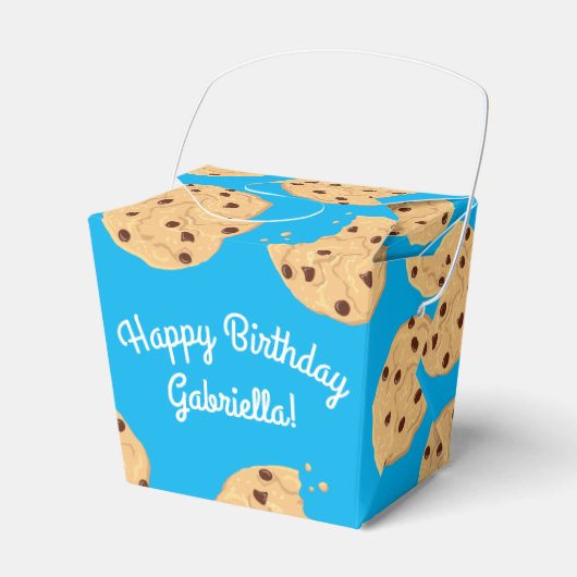 Chocolade Chip Cookie Kinder 1ste verjaardag Blauw Bedankdoosjes (Voorkant Zijde)