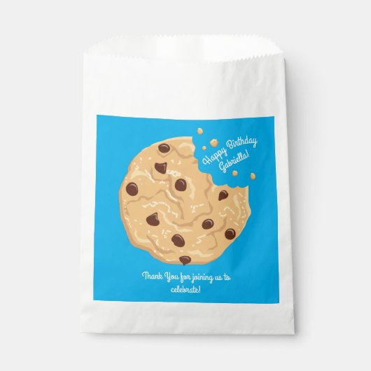 Chocolade Chip Cookie Kinder 1ste verjaardag Blauw Bedankzakje (Voorkant)