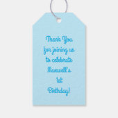 Chocolade Chip Cookie Kinder 1ste verjaardag Blauw Cadeaulabel (Achterkant)