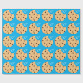 Chocolade Chip Cookie Kinder 1ste verjaardag Blauw Cadeaupapier (Vlak)