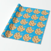 Chocolade Chip Cookie Kinder 1ste verjaardag Blauw Cadeaupapier (Uitgerold)
