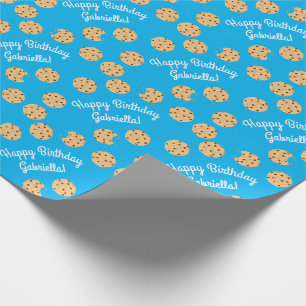 Chocolade Chip Cookie Kinder 1ste verjaardag Blauw Cadeaupapier