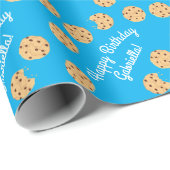 Chocolade Chip Cookie Kinder 1ste verjaardag Blauw Cadeaupapier (Rol Hoek)