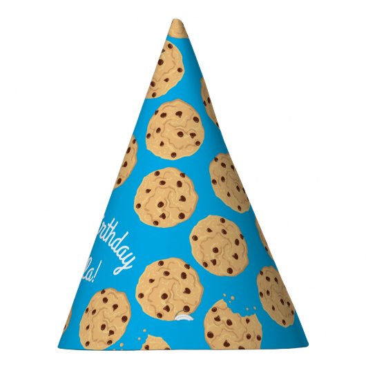 Chocolade Chip Cookie Kinder 1ste verjaardag Blauw Feesthoedjes (Rechts)