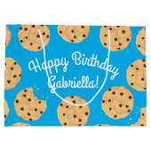 Chocolade Chip Cookie Kinder 1ste verjaardag Blauw Groot Cadeauzakje (Achterkant)