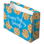 Chocolade Chip Cookie Kinder 1ste verjaardag Blauw Groot Cadeauzakje (Voorkant Gekanteld)