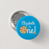 Chocolade Chip Cookie Kinder 1ste verjaardag Blauw Ronde Button 3,2 Cm (Voorkant /achterkant)