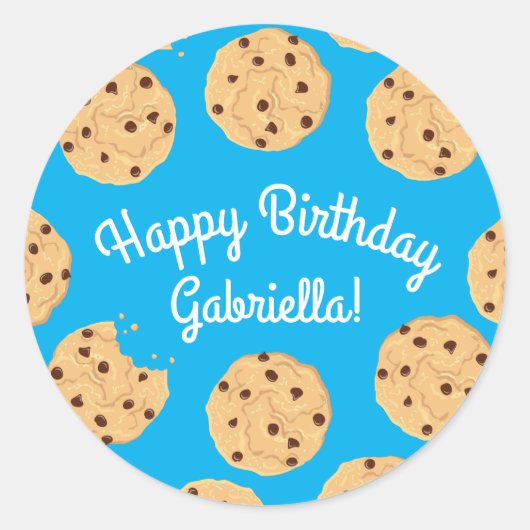 Chocolade Chip Cookie Kinder 1ste verjaardag Blauw Ronde Sticker (Voorkant)
