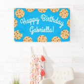 Chocolade Chip Cookie Kinder 1ste verjaardag Blauw Spandoek (Insitu)