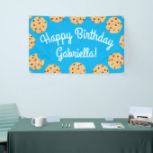Chocolade Chip Cookie Kinder 1ste verjaardag Blauw Spandoek (Beurs)