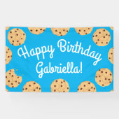 Chocolade Chip Cookie Kinder 1ste verjaardag Blauw Spandoek (Horizontaal)