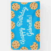 Chocolade Chip Cookie Kinder 1ste verjaardag Blauw Spandoek (Verticaal)