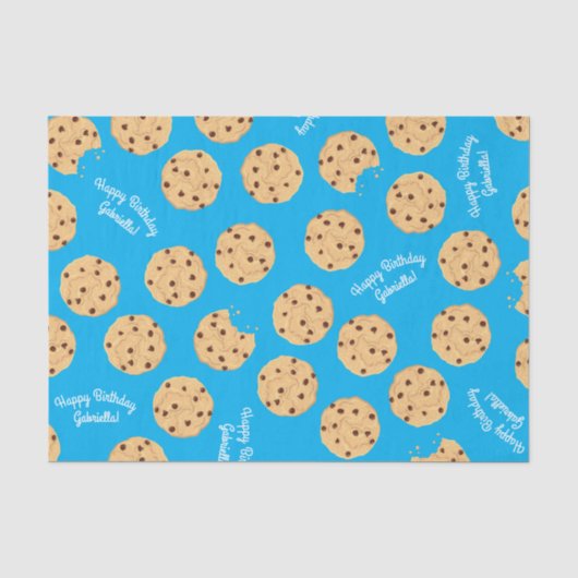 Chocolade Chip Cookie Kinder 1ste verjaardag Blauw Tissuepapier (Voorkant)