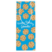 Chocolade Chip Cookie Kinder 1ste verjaardag Blauw Wijn Cadeautas (Achterkant)