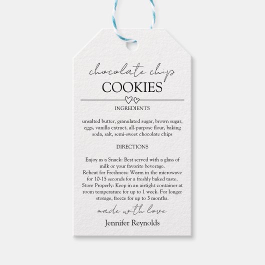 Chocolade Chip Cookie Mix in een potje Gift Label Cadeaulabel (Voorkant)