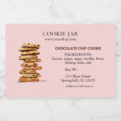 Chocolade chip cookie Pink Bakery Voedselcontainer Etiket (Enkel label)