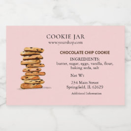Chocolade chip cookie Pink Bakery Voedselcontainer Etiket