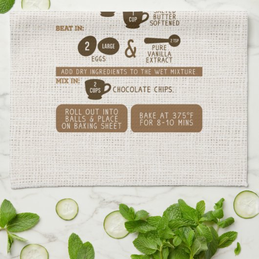 Chocolade Chip Cookie Recipe Kitchen Towel Theedoek (Gevouwen)