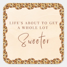 Chocolade Chip Cookie Shower Favor Tag Vierkante Sticker