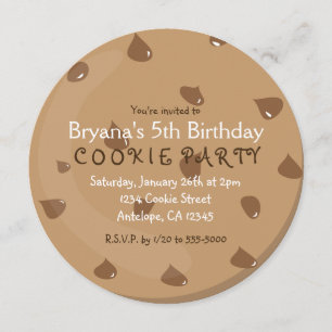 Chocolade Chip COOKIE Verjaardagsfeestuitnodiginge Kaart