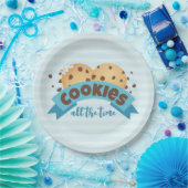 Chocolade Chip Cookies Blue Stripes Papieren Borde Bordje (Feest)