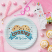 Chocolade Chip Cookies Blue Stripes Papieren Borde Papieren Bordje (Feest)