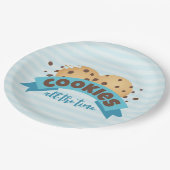 Chocolade Chip Cookies Blue Stripes Papieren Borde Papieren Bordje (Gekanteld)