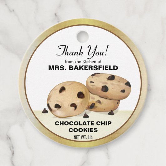Chocolade Chip Cookies Dank u bakken cadeau Bedankjes Labels (Voorkant)