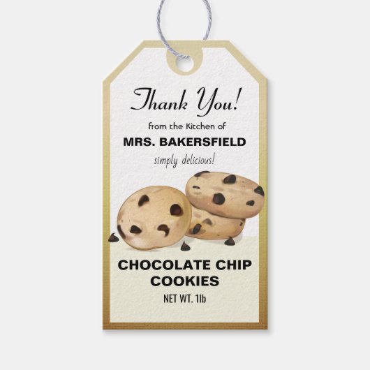 Chocolade Chip Cookies Dank u bakken cadeau Cadeaulabel (Voorkant)