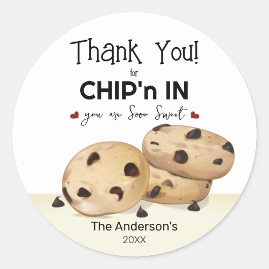 Chocolade Chip Cookies Dank u wel Ronde Sticker (Voorkant)