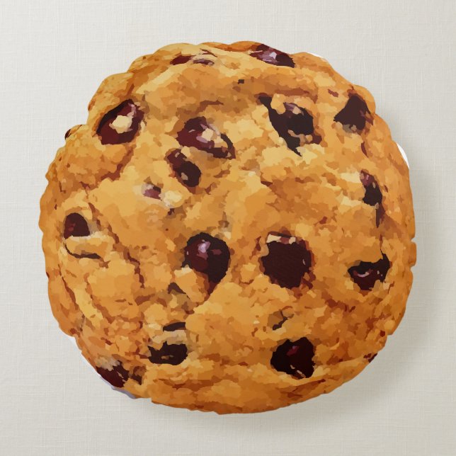 Chocolade Chip Cookies, dubbelzijdig Rond Kussen (Voorkant)