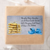 Chocolade Chip Cookies en Blue Ribbon Shipping Etiket (Insitu)
