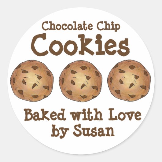 Chocolade Chip Cookies, gebak gemaakt van liefdesb Ronde Sticker (Voorkant)