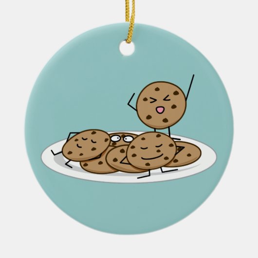 Chocolade Chip Cookies gebakken bord dessert Keramisch Ornament (Voorkant)