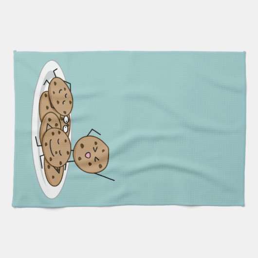 Chocolade Chip Cookies gebakken bord dessert Theedoek (Horizontaal)