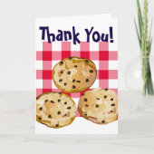 Chocolade Chip Cookies Gingham Picknick Patroon Bedankkaart (Voorkant)
