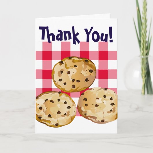 Chocolade Chip Cookies Gingham Picknick Patroon Bedankkaart (Voorkant)